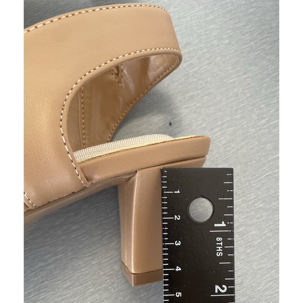 Easy Street Women's Pumps Square Heels 2" Zip Nude Color Size 6W NO BOX - Picture 8 of 11